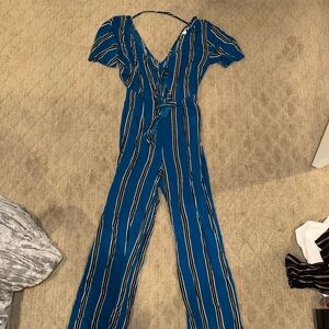 Blue Striped Jumpsuit